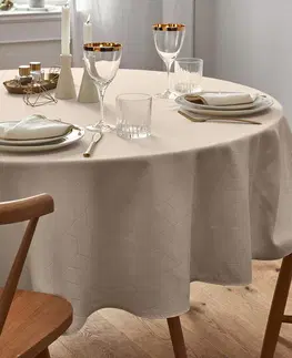 Tablecloths Okrúhly žakárový obrus, krémový