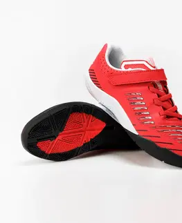 detské tenisky Detská futsalová obuv Ginka 500 červeno-čierna