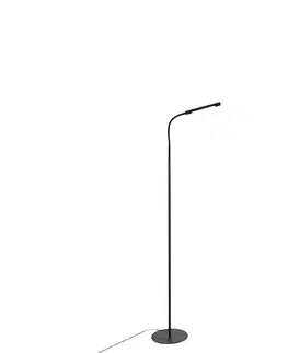 Stojace lampy Dizajnová stojaca lampa čierna vrátane LED s dotykovým stmievačom - Palka