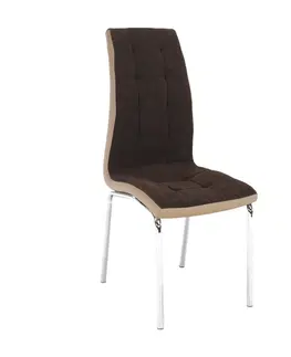 Stoličky Jedálenská stolička, hnedá/béžová/chróm, GERDA NEW
