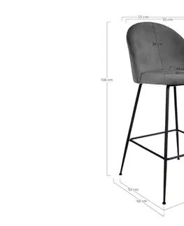 Barové stoličky Norddan Dizajnová barová stolička Kristopher, sivá / čierna