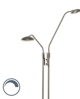 Stojace lampy Moderné stojace oceľové svietidlo s lampou na čítanie vrátane LED - Eva