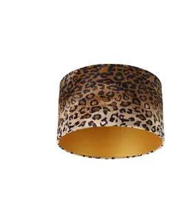 Tienidlo na lampu Velúrové tienidlo s leopardím dizajnom vo vnútri 35/35/20 zlata
