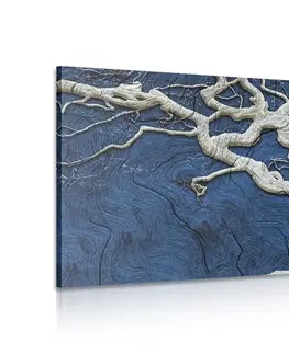 Obrazy stromy a listy Obraz abstraktný strom na dreve s modrým kontrastom