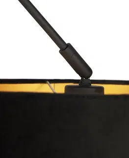 Zavesne lampy Závesná lampa s velúrovým tienidlom čierna so zlatom 35 cm - Blitz I čierna
