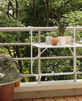 Záhrada Závesný balkónový stolík Dekorhome Biela
