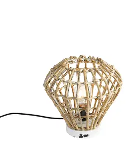 Stolove lampy Vidiecka stolová lampa bambusová s bielou - Canna Diamond