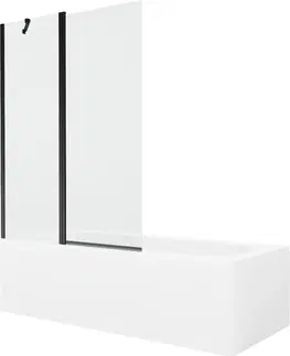Sprchové dvere MEXEN/S - Vega obdĺžniková vaňa 160 x 70 cm s panelom + vaňová zástena 120 cm, transparent, čierna 550116070X9412117000