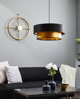 Závesné svietidlá Maco Design Závesná lampa Dorina, čierna/zlatá Ø 50 cm
