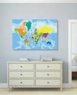 Obrazy mapy Obraz farebná mapa sveta