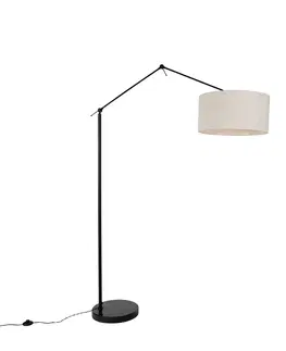 Stojace lampy Stojacia lampa čierna s tienidlom svetlosivá 50 cm nastaviteľná - Redaktor