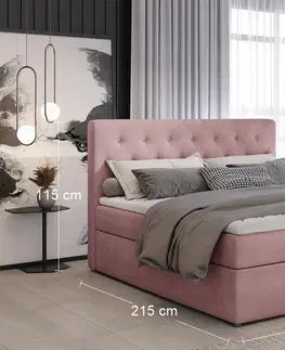 Postele NABBI Liborn 140 čalúnená manželská posteľ s úložným priestorom ružová