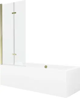 Sprchové dvere MEXEN/S - Cube obdĺžniková vaňa 170 x 80 cm s panelom + vaňová zástena 80 cm, transparent, zlatá 550517080X9208025000