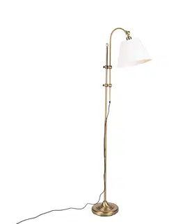 Stojace lampy Elegantná klasická stojaca lampa bronzová s bielou vrátane Wifi A60 - Ashley