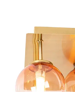Stropne svietidla Stropná lampa v štýle Art Deco zlatá s ružovým sklom 9 svetiel - Atény