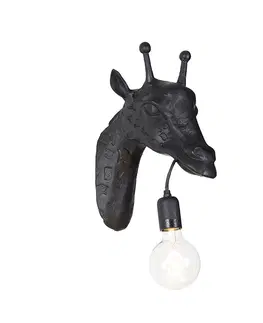 Nastenne lampy Vintage nástenné svietidlo čierne - žirafa