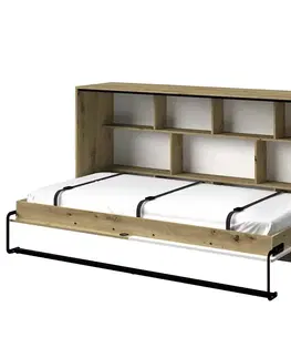 Jednolôžkové postele Sklápacia posteľ  horizontálne Nero 16  – Biely Lesk