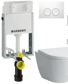 Záchody GEBERIT KOMBIFIXBasic vr. bieleho  tlačidla DELTA 21 + WC LAUFEN PRO + SEDADLO 110.100.00.1 21BI LP3