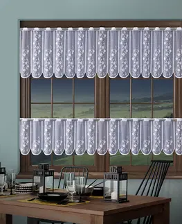 Záclony Hotová záclona, Aida, vitrážka, biela 255 x 35 cm + 255 x 70 cm