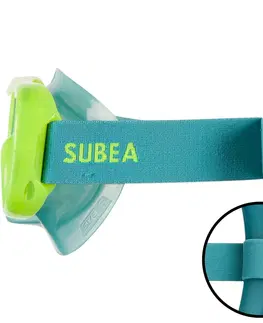 potápanie Detská súprava na šnorchlovanie 100 maska a šnorchel s ventilom fluorescenčná zelená