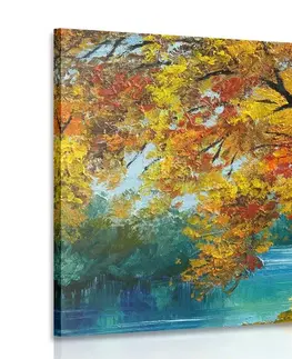 Obrazy prírody a krajiny Obraz maľované stromy vo farbách jesene