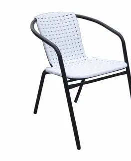 Záhradné stoličky a kreslá KONDELA Bergola záhradná stolička biela / čierna