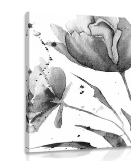 Čiernobiele obrazy Obraz nádherné čiernobiele tulipány v zaujímavom prevedení