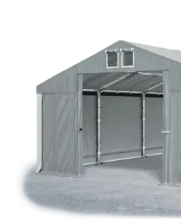 Záhrada Skladový stan 5x10x2,5m strecha PVC 560g/m2 boky PVC 500g/m2 konštrukcie ZIMA PLUS Šedá Šedá Bílá