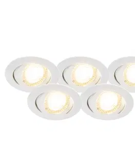Zapustene svietidla Sada 5ks zapustených bodových svietidiel biele vrátane LED 3-stupňovo stmievateľné - Mio