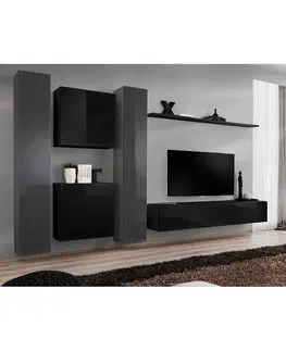 Podkrovný nábytok Obývacia stena Switch VI Grafit/Čierna