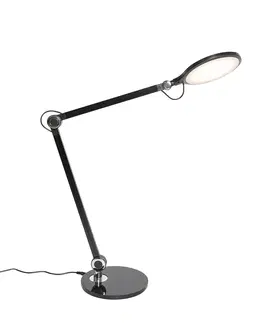 Stolove lampy Dizajnová stolná lampa čierna vrátane LED s dotykovou a indukčnou nabíjačkou - Don