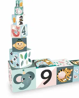 Drevené hračky Vilac skladacie kocky zvieratká s číslami