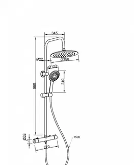 Sprchy a sprchové panely INVENA - Sprchový stĺp MUSTA s termostatickou batériou chróm AU-84-001-X