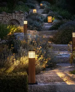 Solárne svetlá so senzorom pohybu Les Jardins LED solárne svietidlo Tekura, teak prírodná/sivá