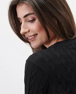 Shirts & Tops Pletený pulóver s vrkočovým vzorom, čierny