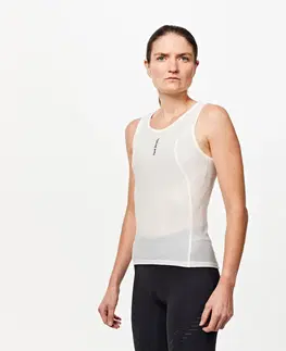 dresy Dámske cyklistické spodné tričko bez rukávov do teplého počasia biele