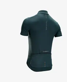 dresy Pánsky letný dres Endurance s krátkym rukávom na cestnú cyklistiku smaragdový
