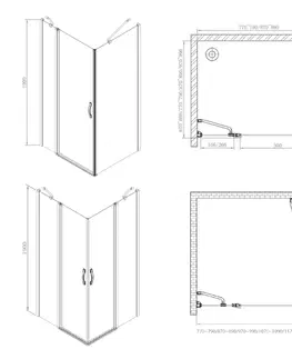 Sprchové dvere GELCO - One obdĺžniková sprchová zástena 900x1100mm L/P varianta,rohový vstup GO4890GO4811