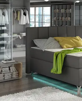 Postele NABBI Barino 180 čalúnená manželská posteľ s úložným priestorom sivá (Soft 29)