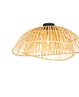 Stropne svietidla Orientálne stropné svietidlo čierne s prírodným bambusom 62 cm - Pua