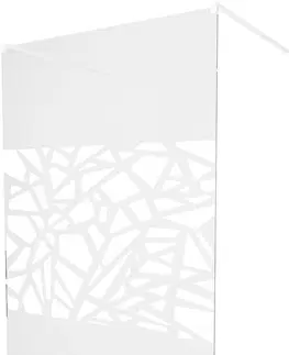Sprchové dvere MEXEN/S - KIOTO samostatne stojaca sprchová zástena 120 x 200, transparent/biely vzor 8 mm, biela 800-120-002-20-85