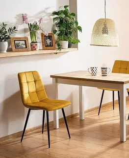 Drevené jedálenské stoly Signal Jedálenský stôl ADAM | 100 x 60 cm Farba: dub wotan / biely mat