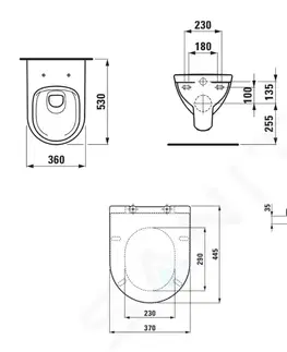 Záchody Laufen - Pro Závesné WC so sedadlom Slim, Slowclose, Rimless, biela H8669510000001