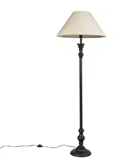 Stojace lampy Stojacia lampa čierna s velúrovým tienidlom taupe 55 cm - Classico