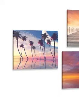 Zostavy obrazov Set obrazov morská krajina v nádherných farbách