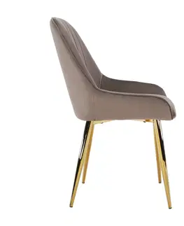 Stoličky Jedálenská stolička, sivohnedá Taupe/gold chróm-zlatý, PERLIA