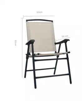 Záhradné kreslá a stoličky Skladacia záhradná stolička 2 ks Dekorhome Čierna