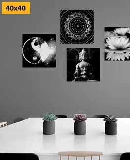 Zostavy obrazov Set obrazov Feng Shui v čiernobielom prevedení