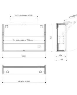 Kúpeľňový nábytok SAPHO - CLOE galérka s LED osvetlením, 80x50x18cm, biela CE080-0030