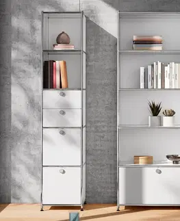 Bookcases & Standing Shelves Kovový regál »CN3« s 2 výklopnými priehradkami, biely